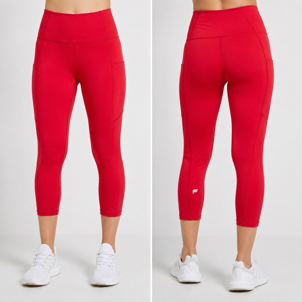 Fabletics Oasis High-Waisted 7/8 Leggings Red sz Small NWT Side Pocket Athletic